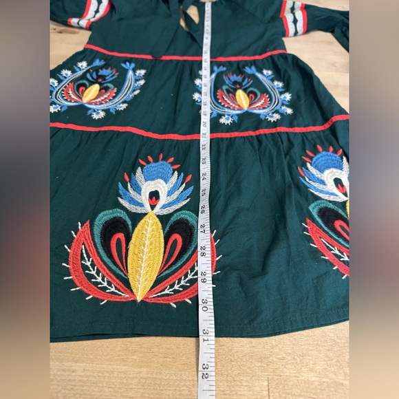 Anthropologie Green Embroidered Long Sleeve Dress - Picture 10 of 10
